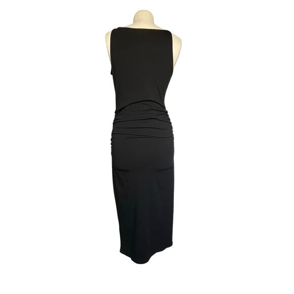 NWT MICHAEL STARS Women’s Front To Back Black Ruched Midi dress - Picture 8 of 8